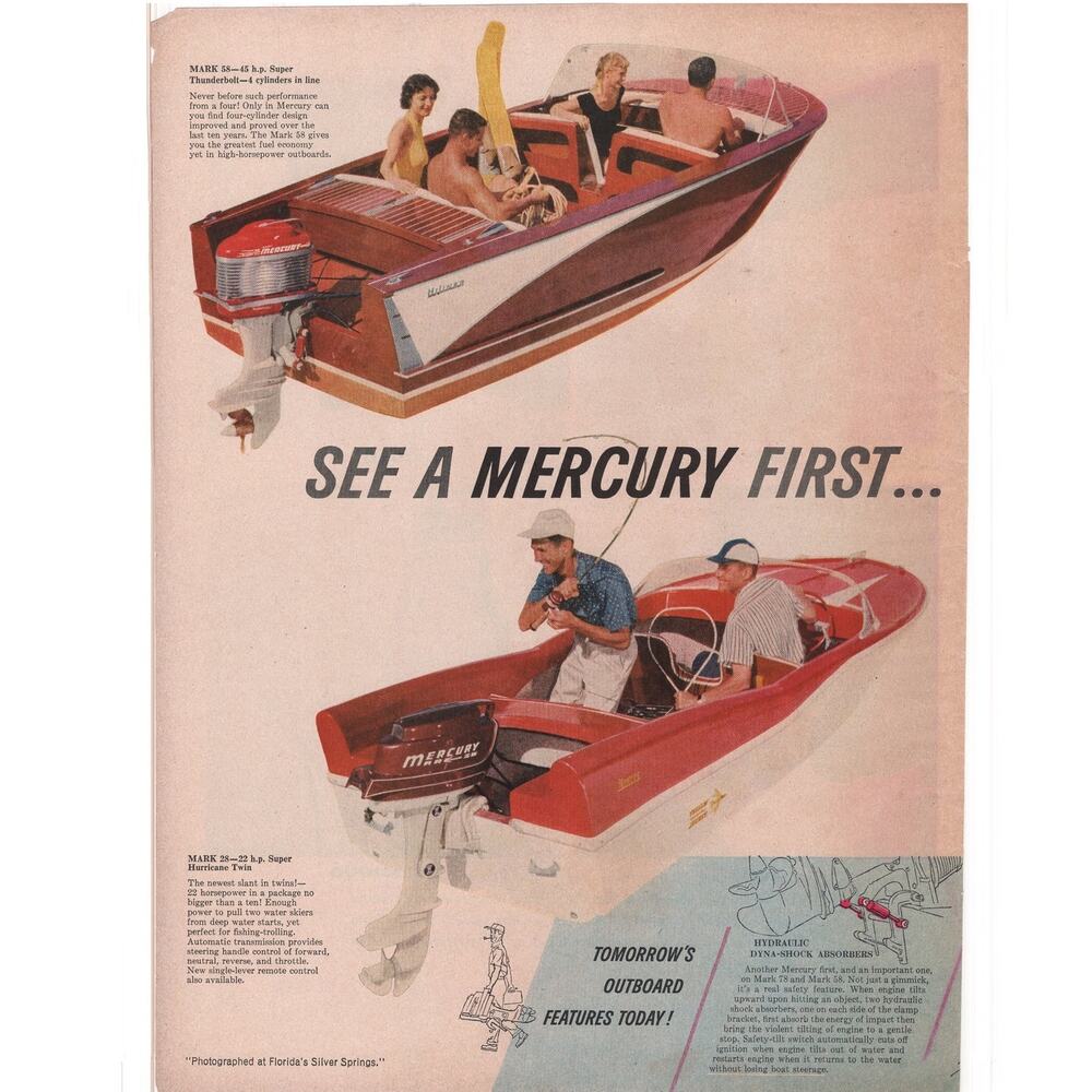 Mercury Outboard Motor / National Bohemian Beer Magazine Advertisement Vintage